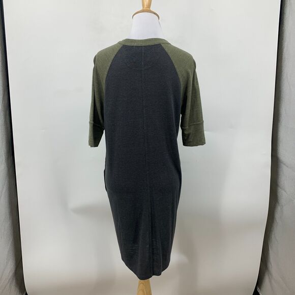 Prana Henley Raglan Dress Womens S Small Grey Cozy Up Jersey Knit Mid Sleeve - Picture 7 of 16